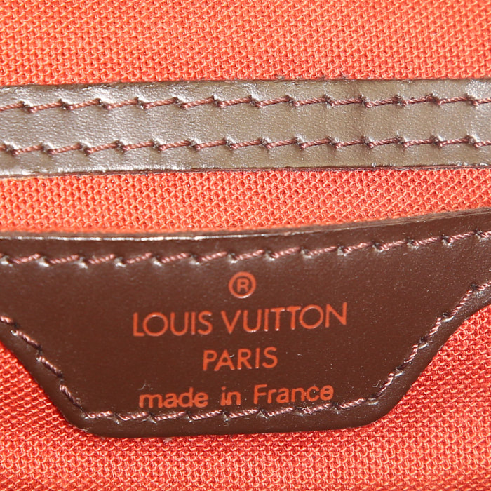 Louis Vuitton Soho backpack in ebene damier canvas and brown leather - Detail D3