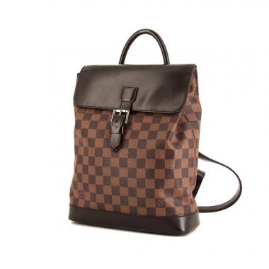 Mochila Louis Vuitton Soho en lona a cuadros ébano y cuero marrón