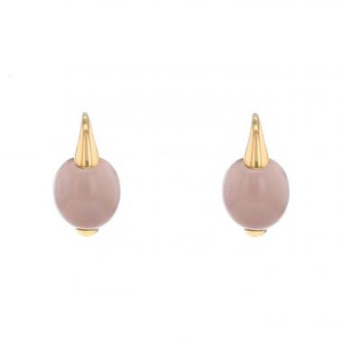 Pendientes Pomellato Luna en oro rosa y cuarzo rosa