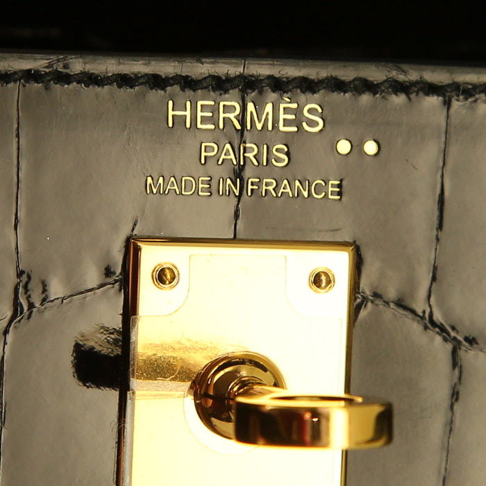 Bolso de mano Hermès Kelly en cocodrilo niloticus negro - Detail D5