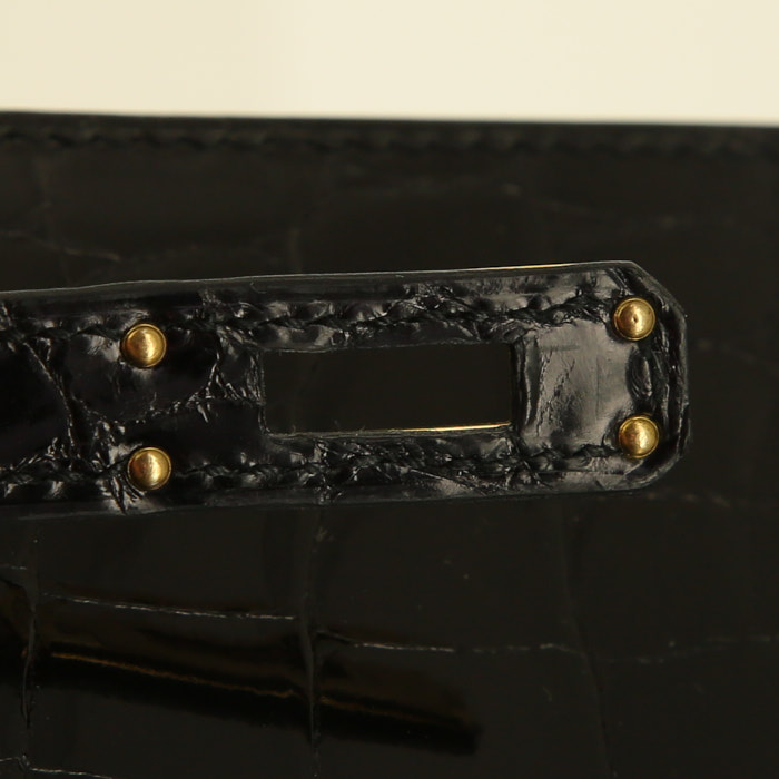 Bolso de mano Hermès Kelly en cocodrilo niloticus negro - Detail D6