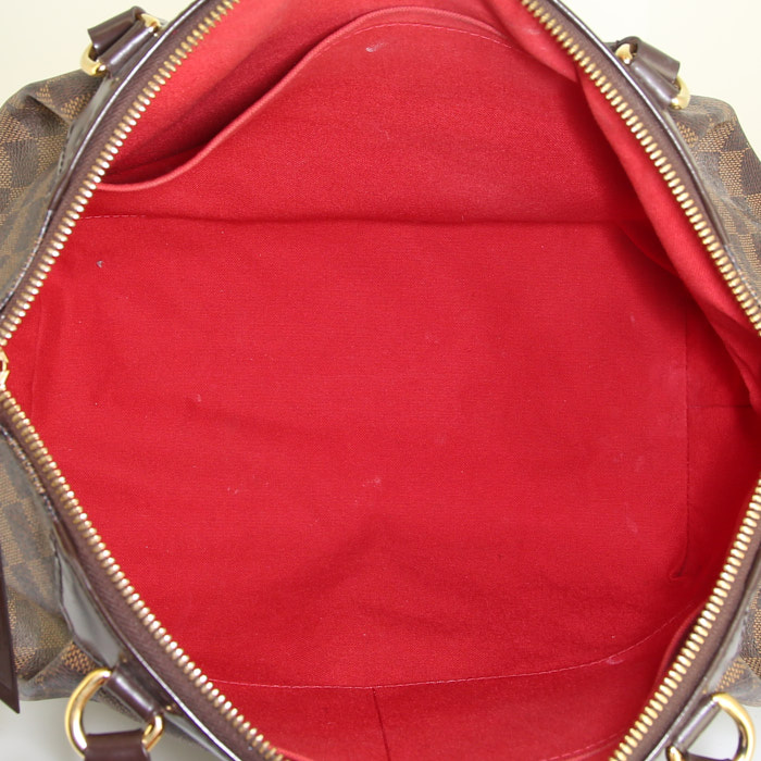 Shopping bag Louis Vuitton Westminster in tela a scacchi ebana e pelle marrone - Detail D2