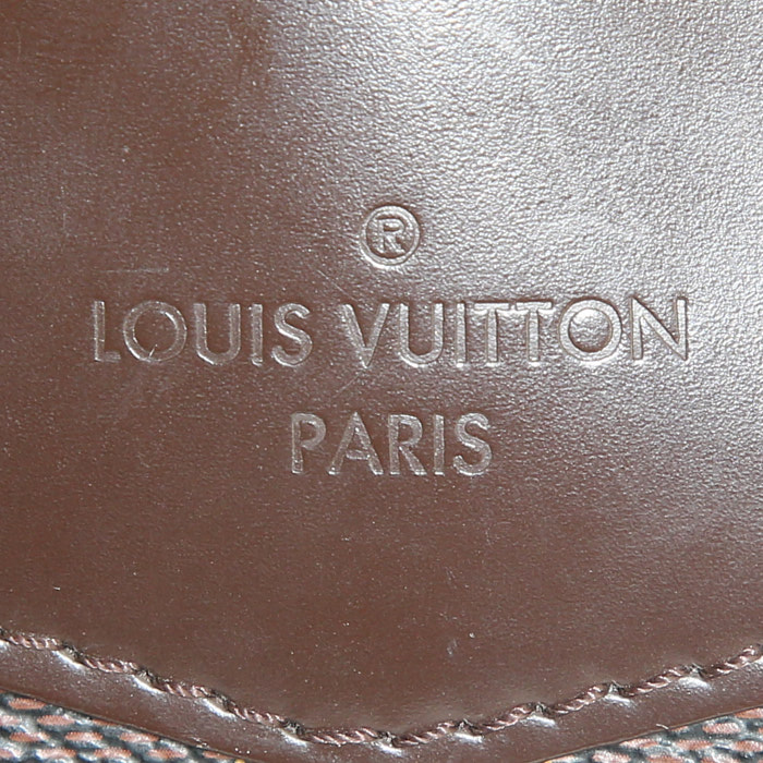 Louis Vuitton Westminster shopping bag in ebene damier canvas and brown leather - Detail D3