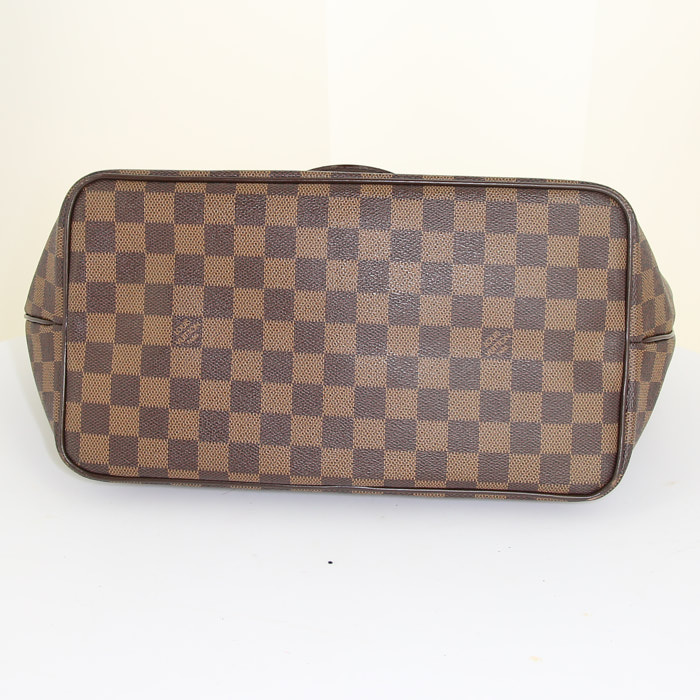 Louis Vuitton Westminster shopping bag in ebene damier canvas and brown leather - Detail D4