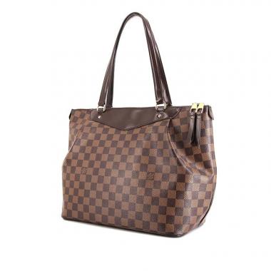 Shopping bag Louis Vuitton Westminster in tela a scacchi ebana e pelle marrone