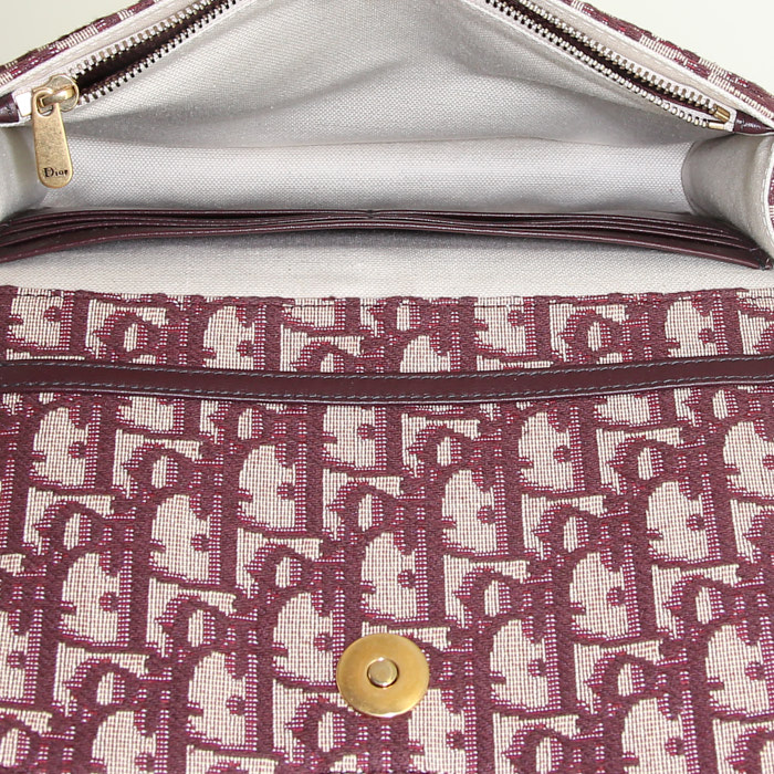 Bolso Dior Oblique en lona Monogram color burdeos - Detail D2