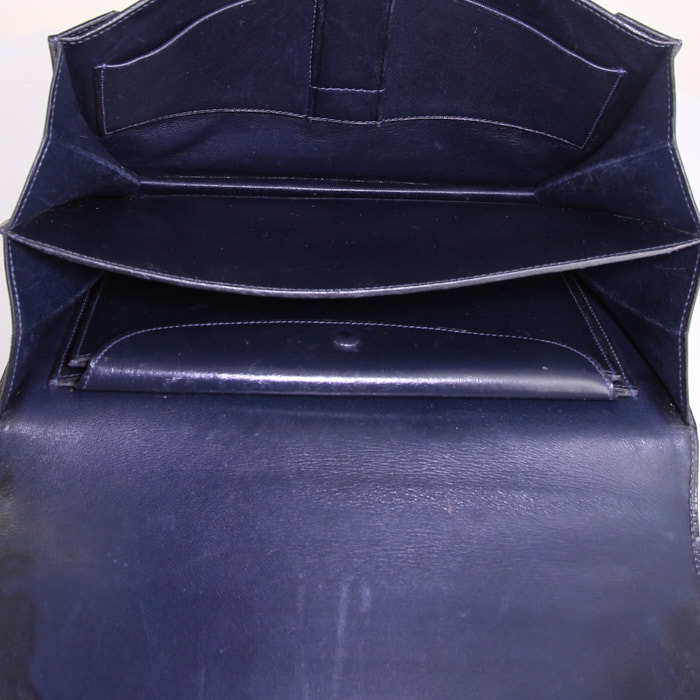 Borsa a tracolla Hermès Vintage in pelle box blu marino - Detail D2