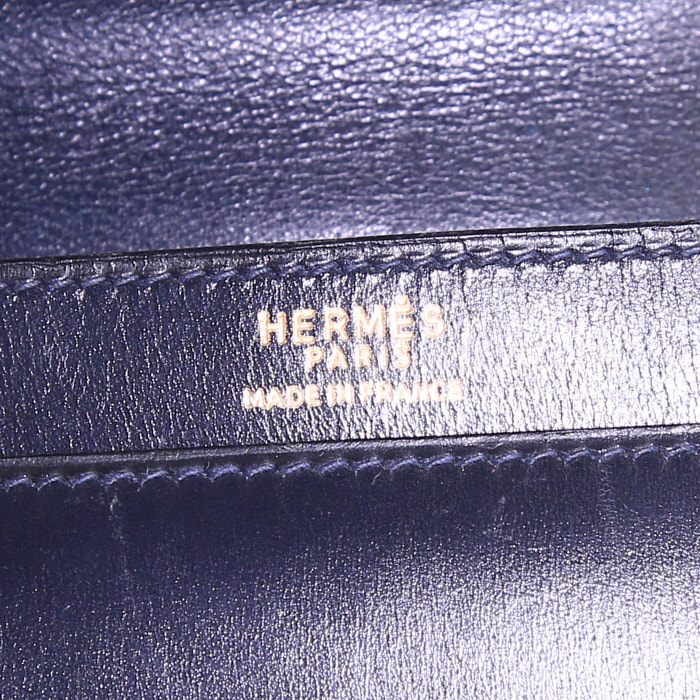 Bolso bandolera Hermès Vintage en cuero box azul marino - Detail D3