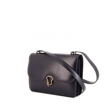 Bolso bandolera Hermès Vintage en cuero box azul marino