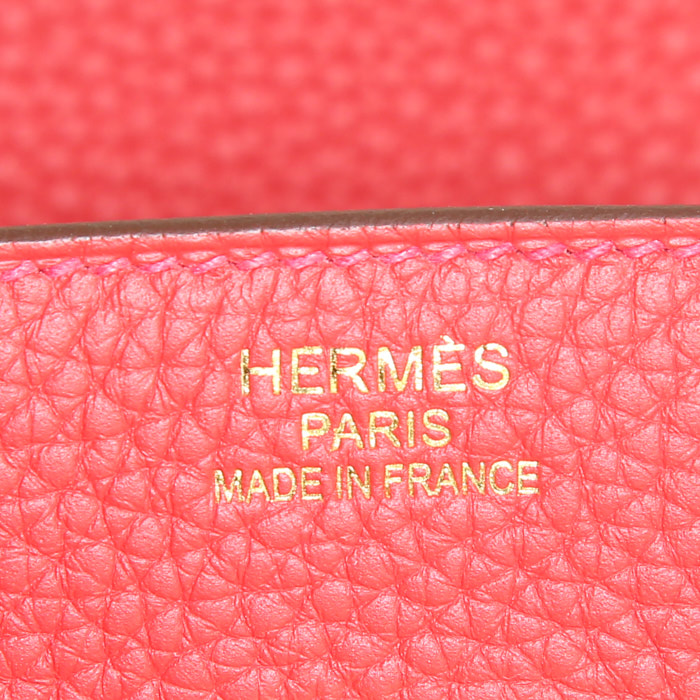 Sac Hermes Birkin 35 cm en cuir togo rouge Casaque - Detail D3