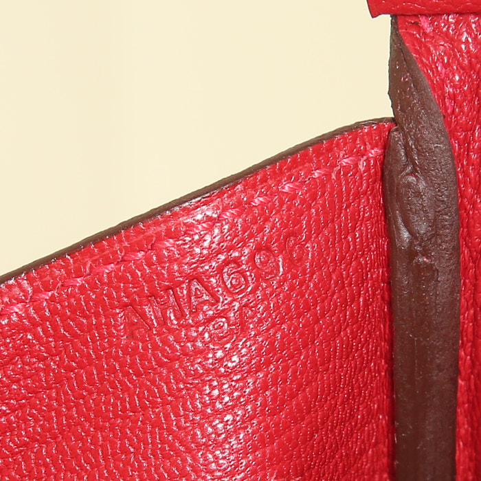Bolso Hermes Birkin 35 cm en cuero togo rojo Casaque - Detail D4