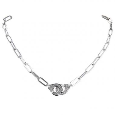 Collier Dinh Van Menottes R15 en or blanc et diamants