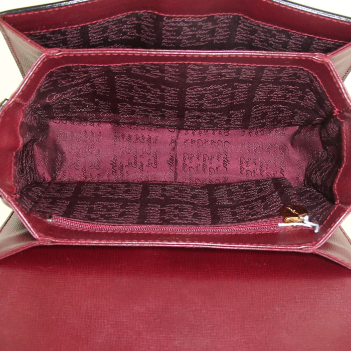 Cartier shoulder bag in burgundy leather - Detail D2