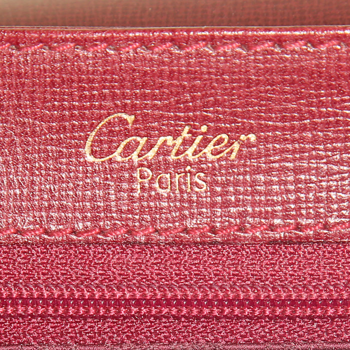 Cartier shoulder bag in burgundy leather - Detail D3