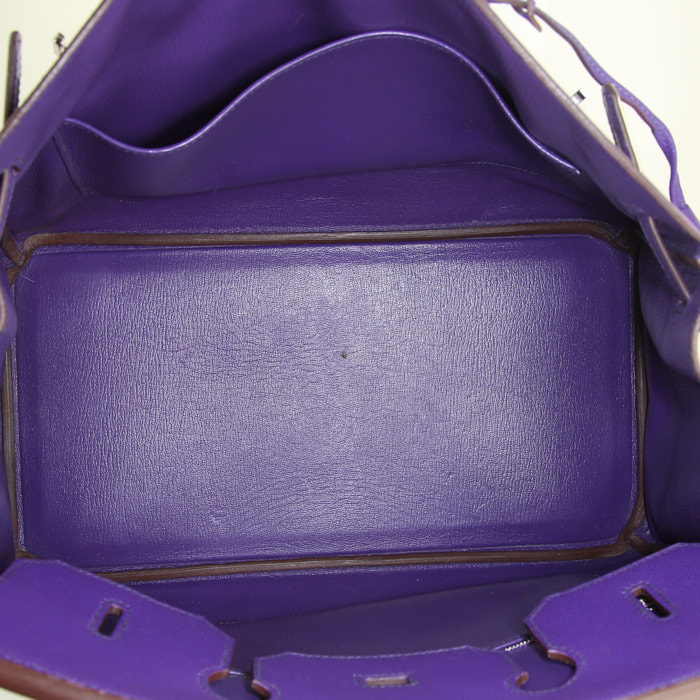 Borsa Hermes Birkin 35 cm in pelle Epsom viola Iris - Detail D2