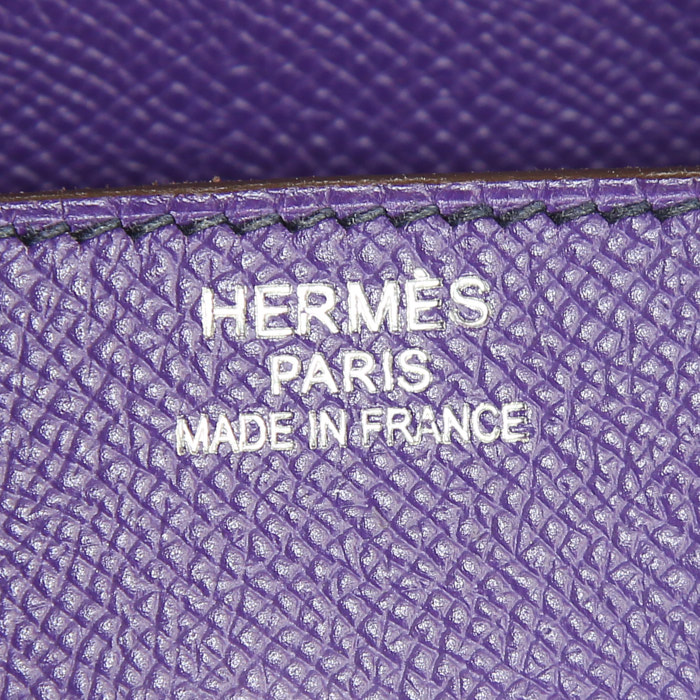 Bolso de mano Hermes Birkin 35 cm en cuero epsom violeta Iris - Detail D3