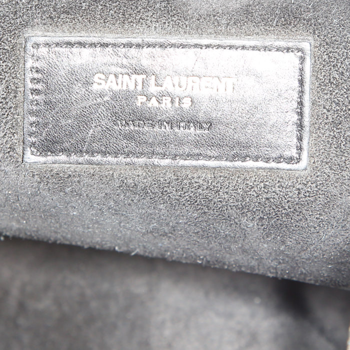 Saint Laurent Emmanuelle large model bag in black suede and black leather - Detail D4
