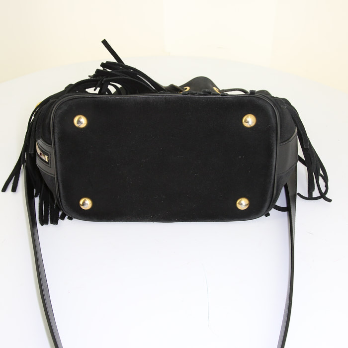 Saint Laurent Emmanuelle large model bag in black suede and black leather - Detail D5