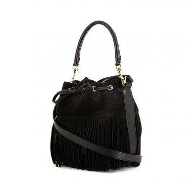 Borsa Saint Laurent Emmanuelle modello grande in camoscio nero e pelle nera