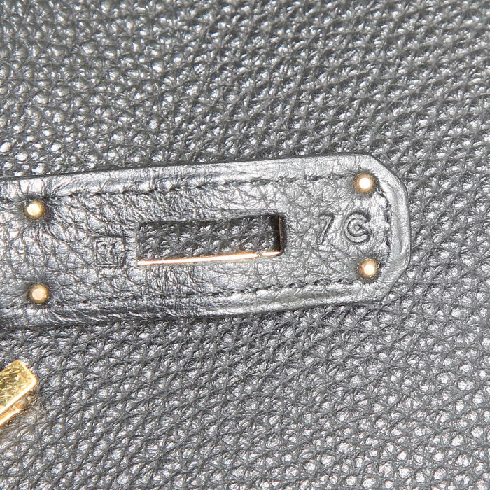 Sac à main Hermes Birkin 35 cm en cuir togo noir - Detail D4