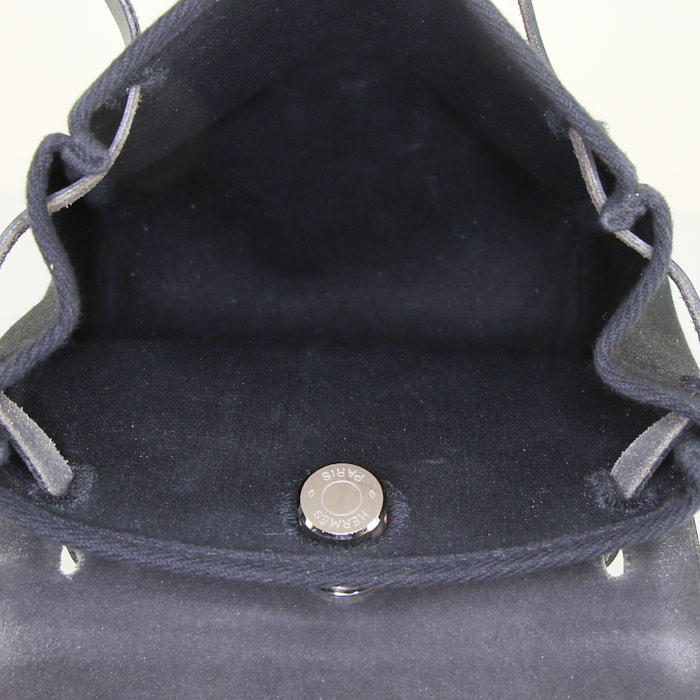 Hermes Herbag shoulder bag in black canvas and black natural leather - Detail D2