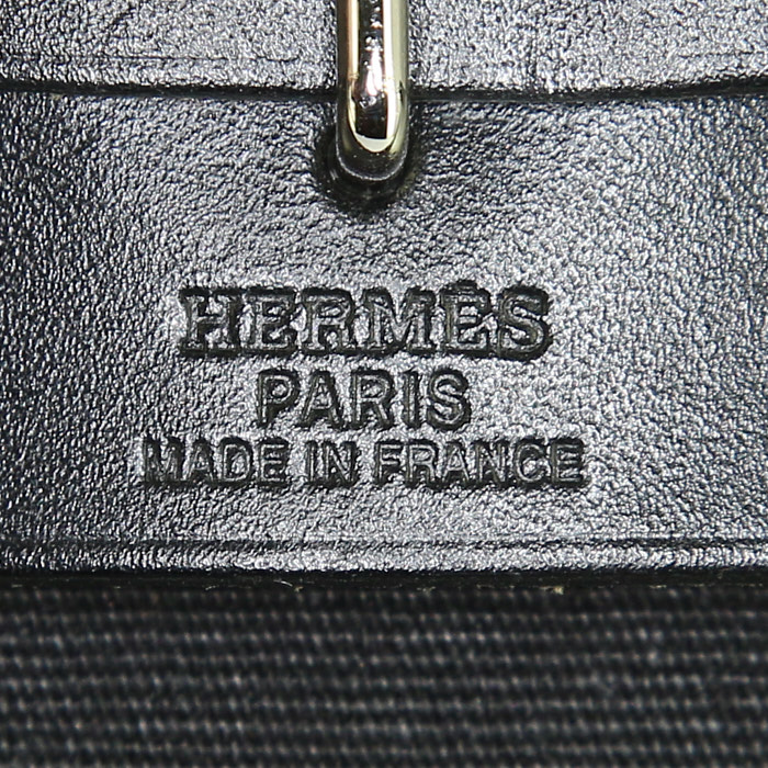 Hermes Herbag shoulder bag in black canvas and black natural leather - Detail D3