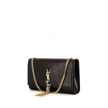 Sac Saint Laurent Kate Medium pompon en cuir noir