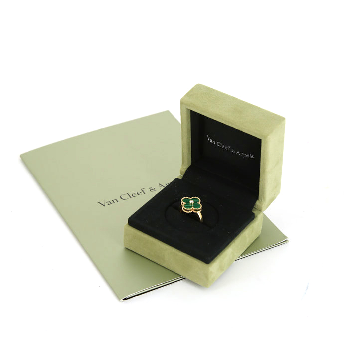 Sortija Van Cleef & Arpels Alhambra Vintage en oro amarillo,  malachite y diamante - Detail D2