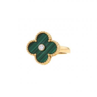 Van Cleef & Arpels Alhambra Vintage ring in yellow gold,  malachite and diamond