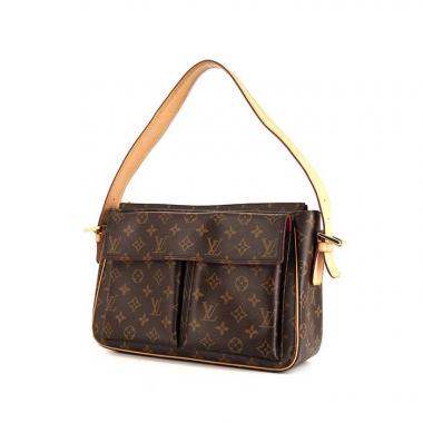 Borsa Louis Vuitton Viva-Cité modello grande in tela monogram marrone e pelle naturale