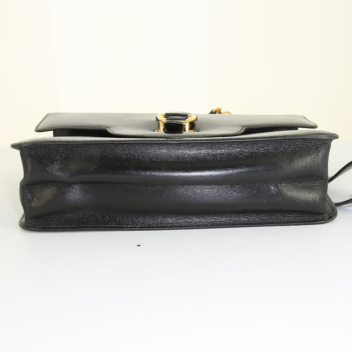 Sac porté épaule Hermès Sandrine en cuir box noir - Detail D4