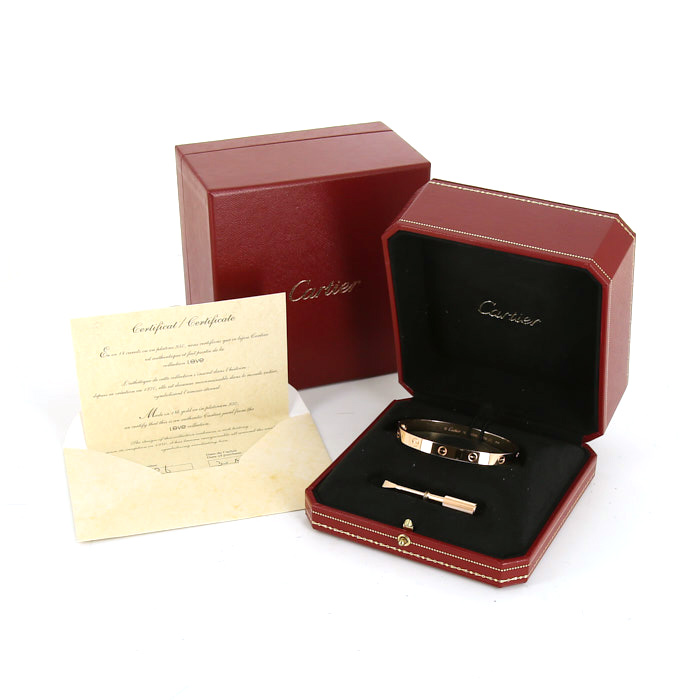 Bracelet Cartier Love en or rose - Detail D2