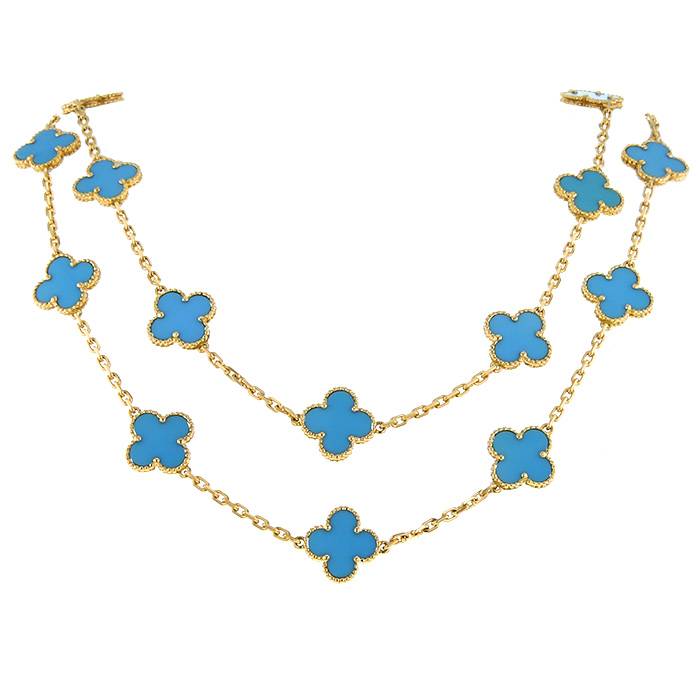 Collar Van Cleef & Arpels Alhambra Vintage en oro amarillo y turquesas