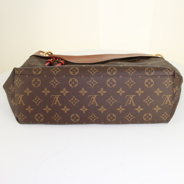 Louis Vuitton Tuileries shopping bag in brown monogram canvas and brown leather - Detail D4
