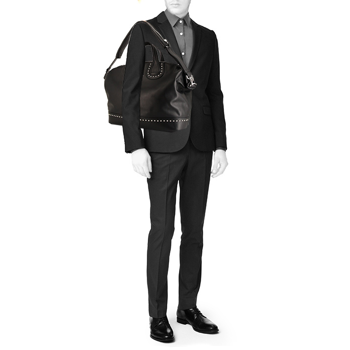 Sac 24 heures Givenchy Nightingale en cuir grainé noir - Detail D2