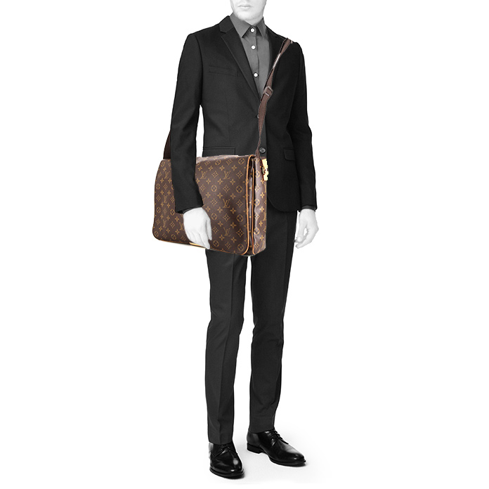 Louis Vuitton Abbesses shoulder bag in brown monogram canvas and natural leather - Detail D1