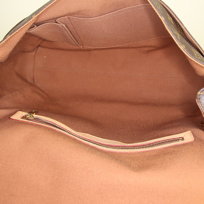 Borsa a tracolla Louis Vuitton Abbesses in tela monogram marrone e pelle naturale - Detail D2