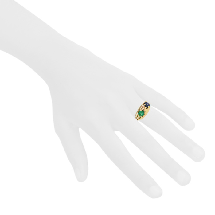 Cartier 1950's ring in yellow gold,  emerald and sapphire - Detail D1