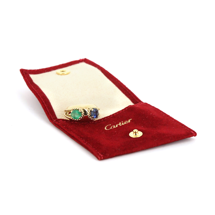 Anello Cartier in oro giallo,  smeraldo e zaffiro - Detail D2