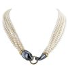 Opening Cartier Panthère 1990's necklace in pearls,  yellow gold and blackened gold - 00pp thumbnail
