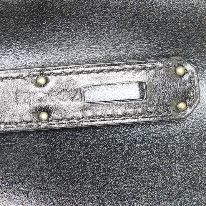Hermes Birkin So Black 35 cm handbag in black box leather - Detail D4