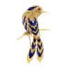 Broche-pendentif époque années 70 Cartier en or jaune,  émail bleu et rubis - 00pp thumbnail