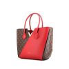 Louis Vuitton Kimono shopping bag in red leather and brown monogram canvas - 00pp thumbnail