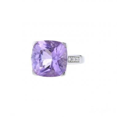 Anello Mauboussin Gueule d'Amour in oro bianco e diamanti e ametista