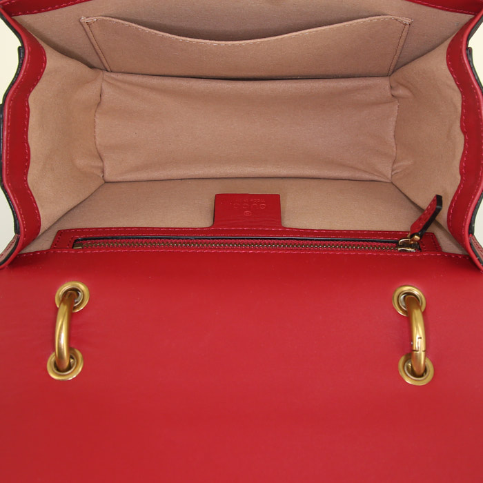 Sac à main Gucci Queen Margaret en cuir tricolore blanc rouge et bleu - Detail D2