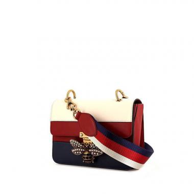 Sac à main Gucci Queen Margaret en cuir tricolore blanc rouge et bleu