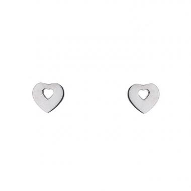 Paire de clous d'oreilles Poiray Coeur Secret en or blanc
