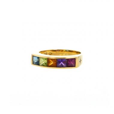 Anello H. Stern Rainbow in oro giallo,  pietre colorate e diamante