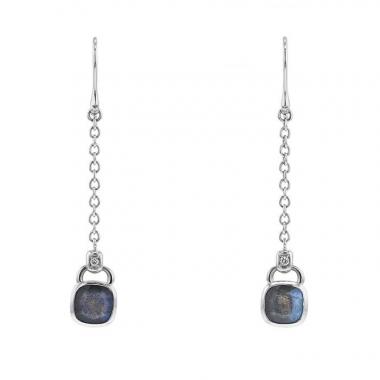 Pendientes colgantes Poiray Indrani en oro blanco,  labradorita y diamantes Pendientes colgantes Poiray Indrani en oro blanco,  labradorita y diamantes