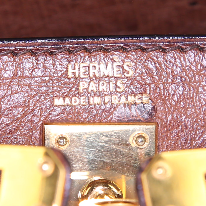 Bolso de mano Hermes Kelly 20 cm en avestruz marrón - Detail D4